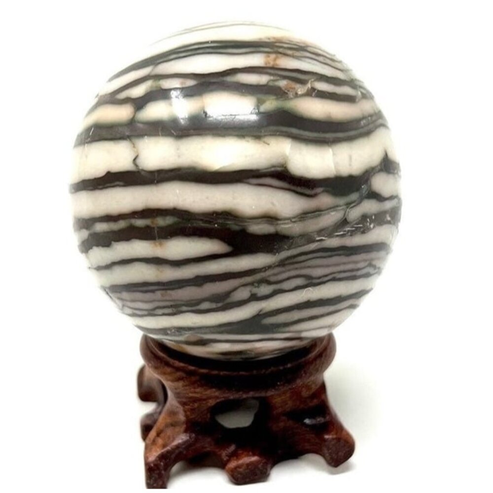 Green and red zebra marble Sphere Crystal Stone Rock Natural carving gemstone